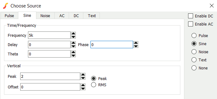 Impostazioni del generatore
