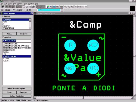 La finestra per la modifica delle librerie