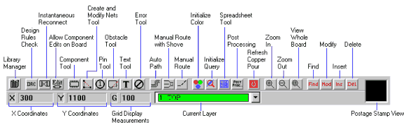 La toolbar di Orcad Layout