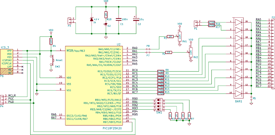 PICdemo: lo schema elettrico