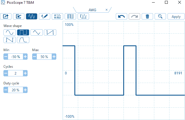 Impostare AWG per generare un segnale rettangolare